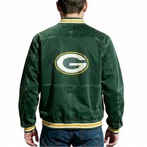 Green Bay Packers Holy Grail Vintage Leather Varsity Suede Jacket Green/Gold Med
